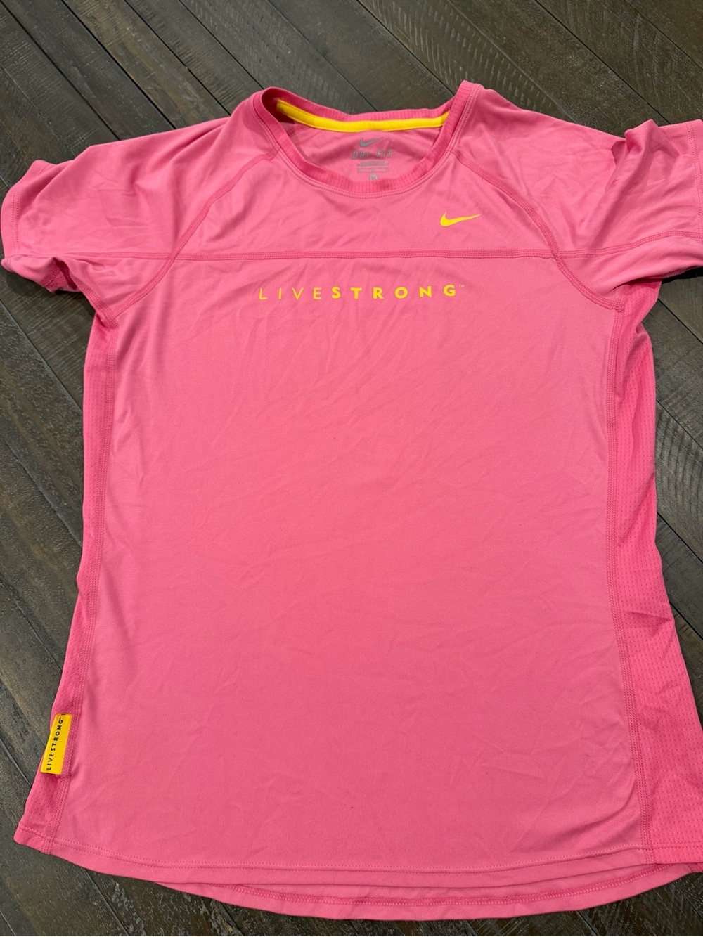Nike Pink Swim Coverup Tee with Yellow LIVESTRONG Accents